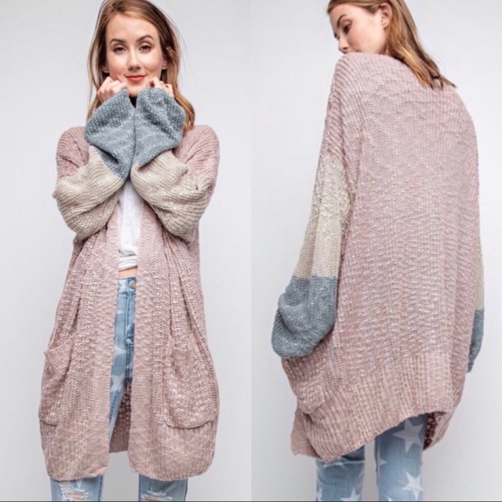 ❄️LAST2️⃣//MAUVE COLOR BLOCK CARDIGAN - Picture 3 of 9